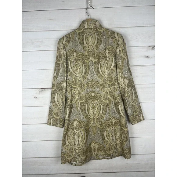 Focus 2000 Coat Womens 10 Gold Paisley Brocade Jacquard Lined Dressy Evening - Picture 2 of 7